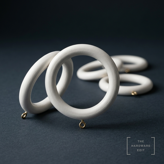 AI studio visualisation of Hallis Woodline 50mm Rings, The Hardware Edit