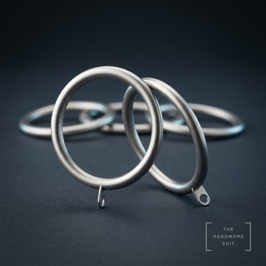 AI studio visualisation of Speedy 19mm Lined Rings (Satin Silver), The Hardware Edit